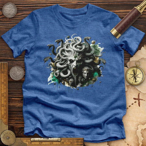 Haunting Medusa With Snake High Quality Tee Heather True Royal / S