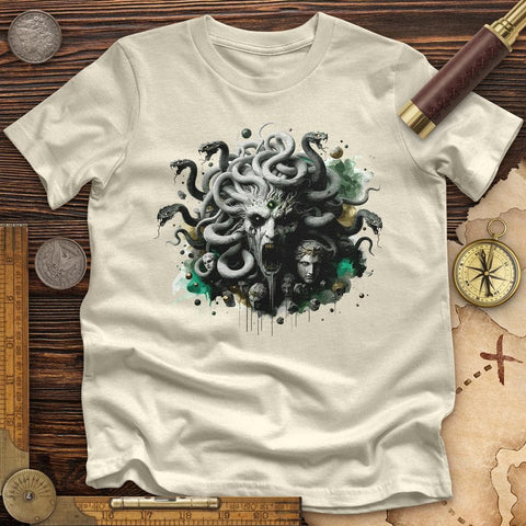 Haunting Medusa With Snake High Quality Tee Natural / S