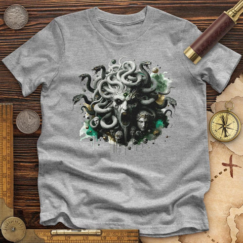 Haunting Medusa With Snake High Quality Tee Athletic Heather / S