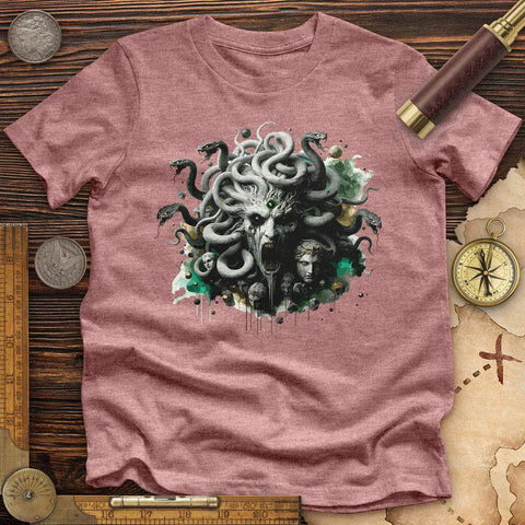 Haunting Medusa With Snake High Quality Tee Heather Mauve / S