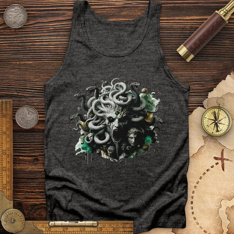 Haunting Medusa With Snake Tank Charcoal Black TriBlend / XS