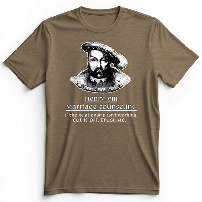 Henry VIII Cut It Off Premium Tee Heather Olive / S