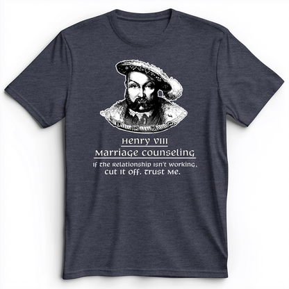 Henry VIII Cut It Off Premium Tee Heather Navy / S