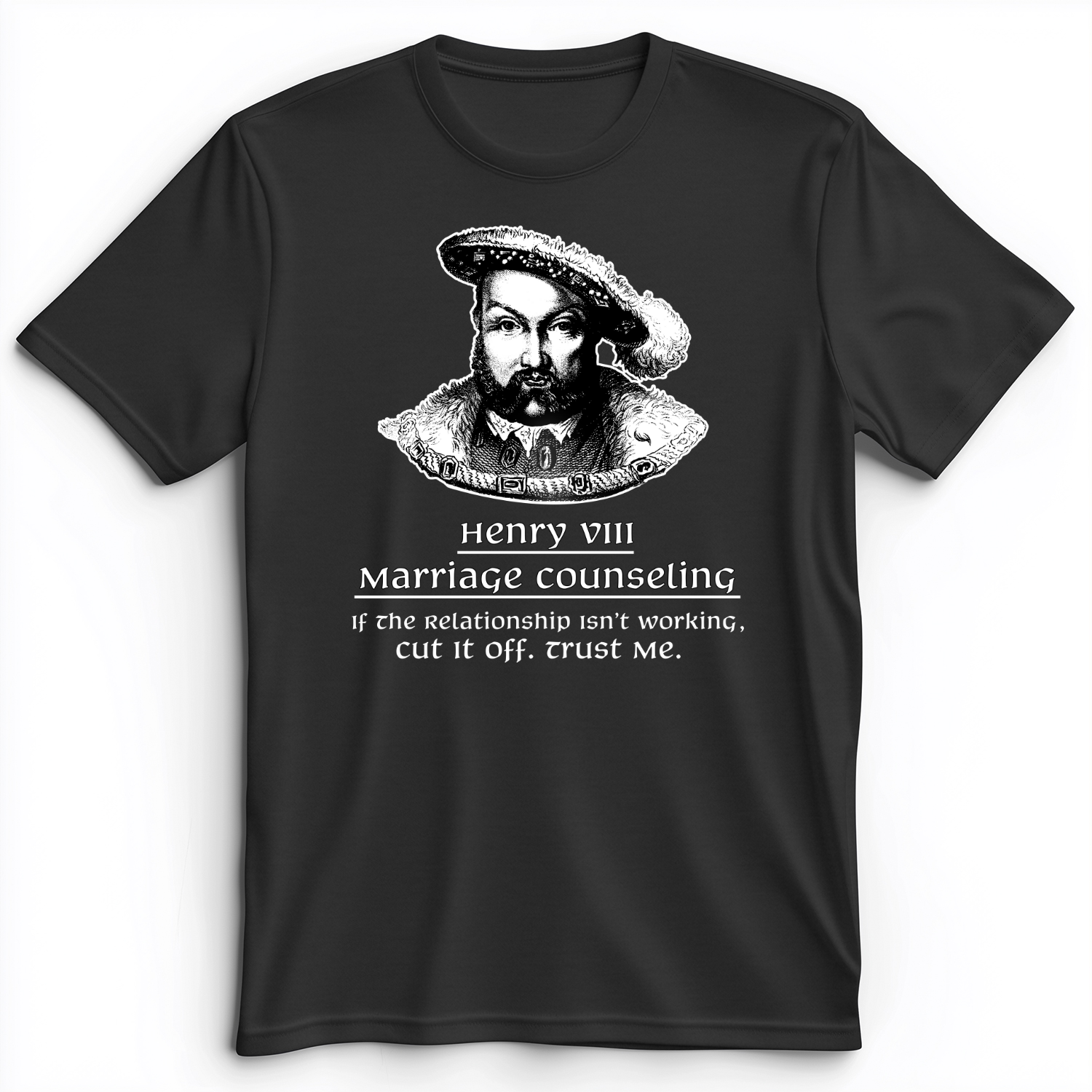 Henry VIII Cut It Off Premium Tee Dark Grey Heather / S