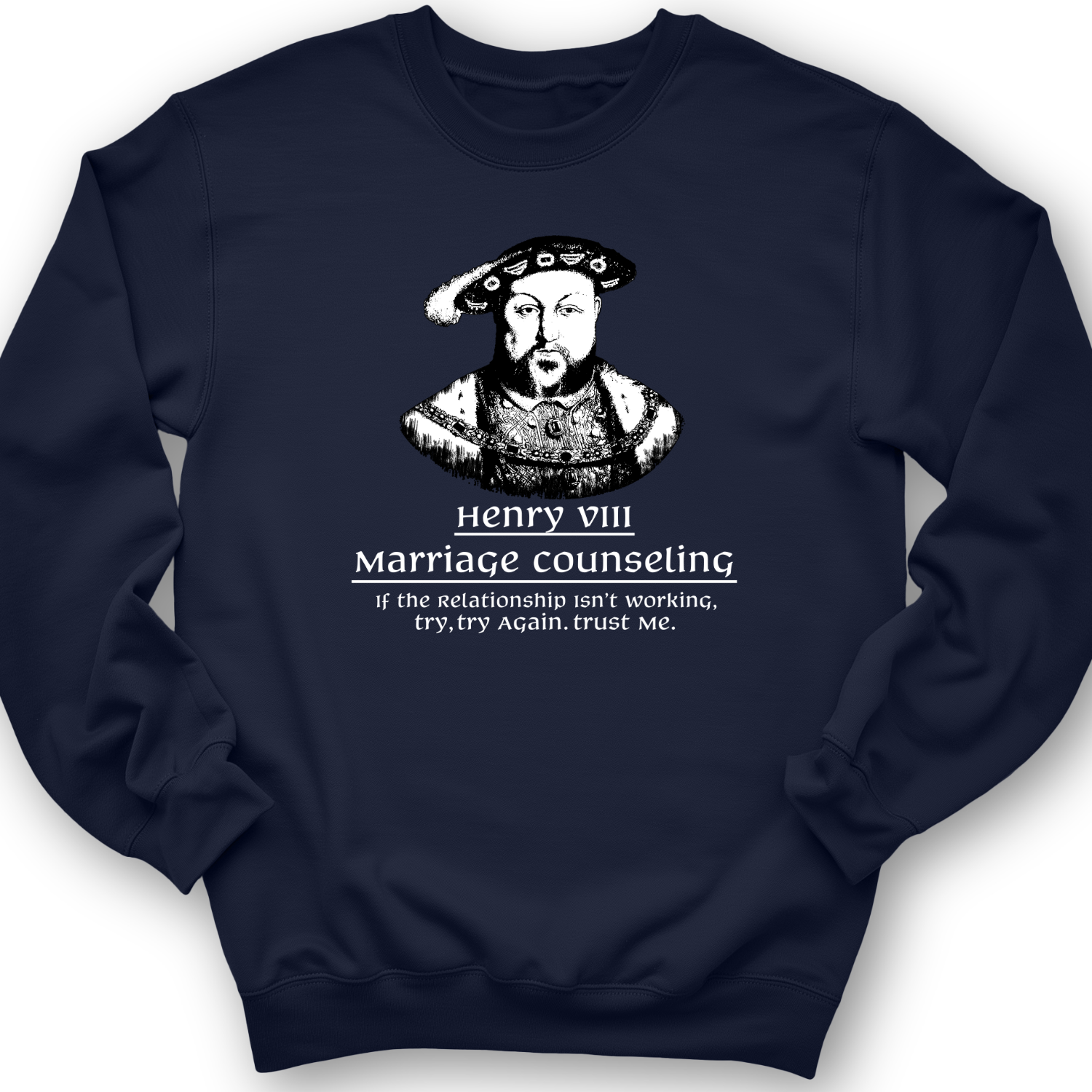 Henry VIII Try Again Crewneck Navy / S