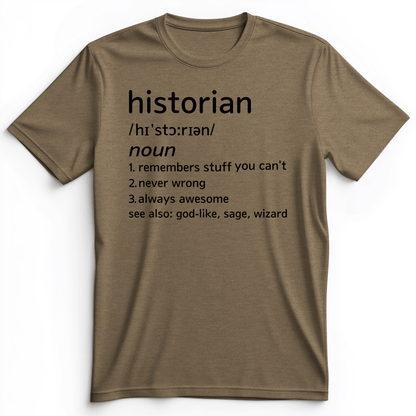 Historian Defined Premium Tee Heather Olive / S