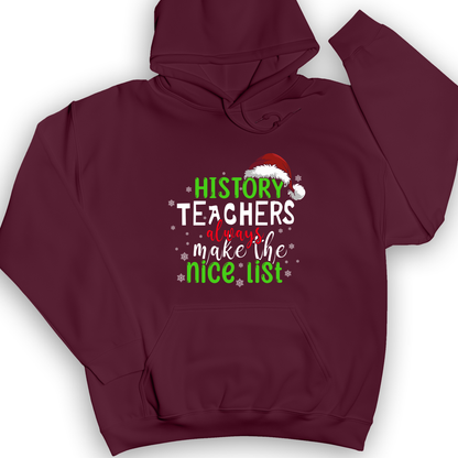 History Teachers Are On Nice List Hoodie Maroon / S