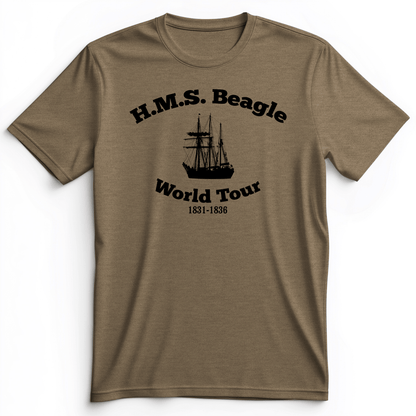 HMS Beagle World Tour Premium Tee Heather Olive / S