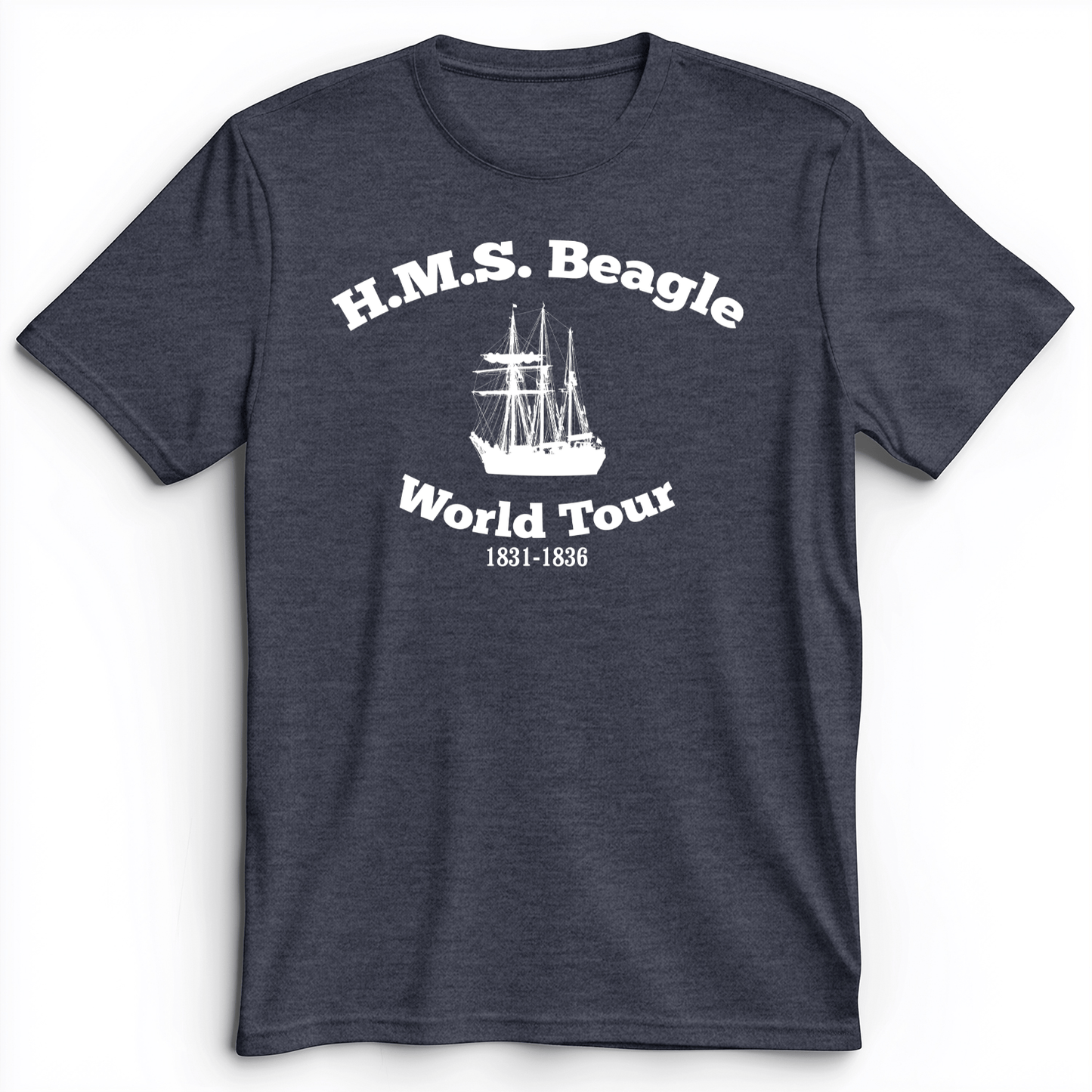 HMS Beagle World Tour Premium Tee Heather Navy / S