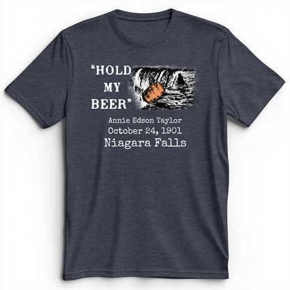 Hold My Beer Premium Tee Heather Navy / S