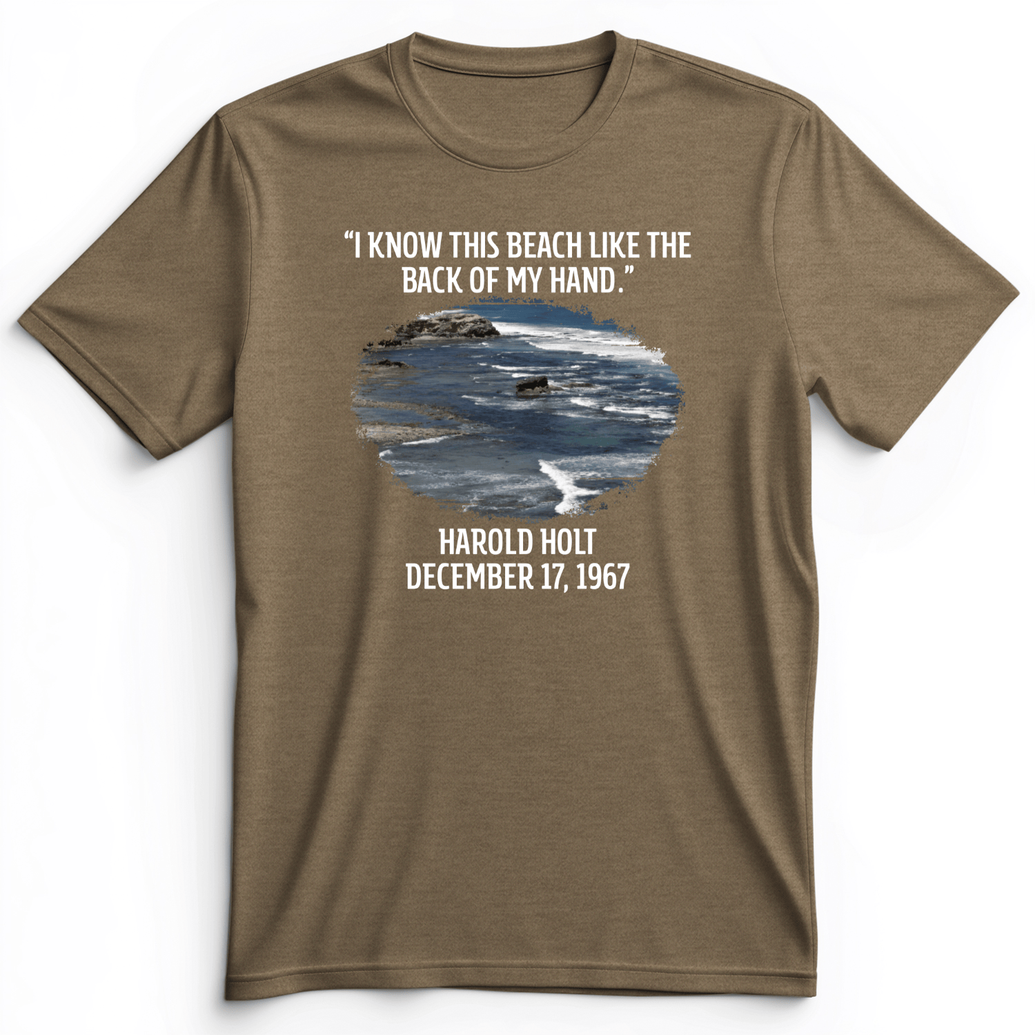 I Know This Beach Premium Tee Heather Olive / S