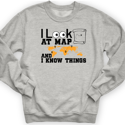 I Look at Maps and I Know Things Crewneck Sport Grey / S