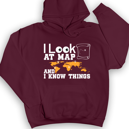 I Look at Maps and I Know Things Hoodie Maroon / S