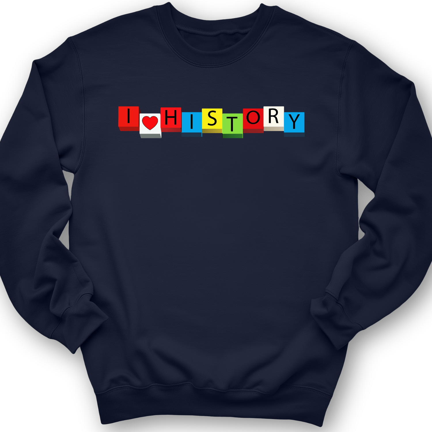 I Love History Blocks Crewneck Navy / S