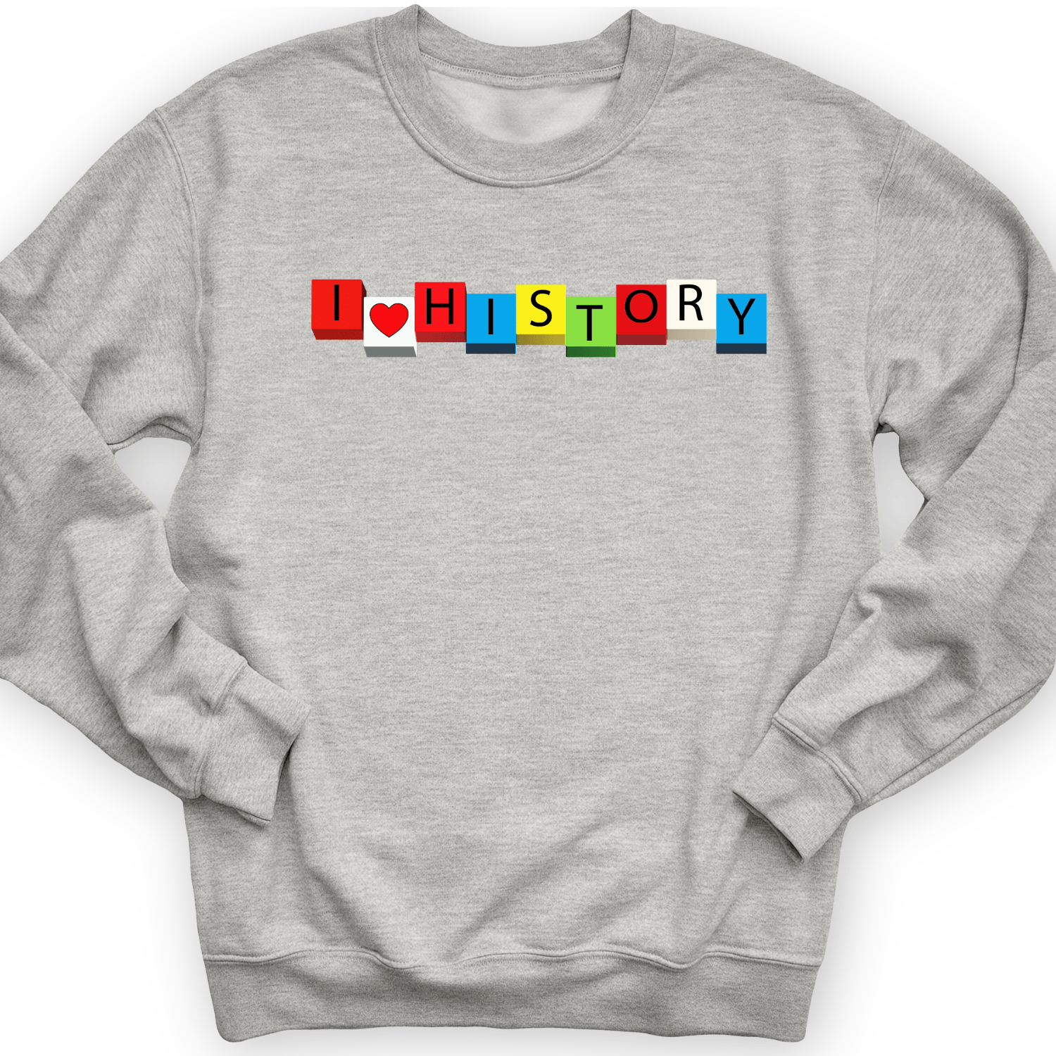 I Love History Blocks Crewneck Sport Grey / S