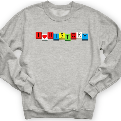 I Love History Blocks Crewneck Sport Grey / S