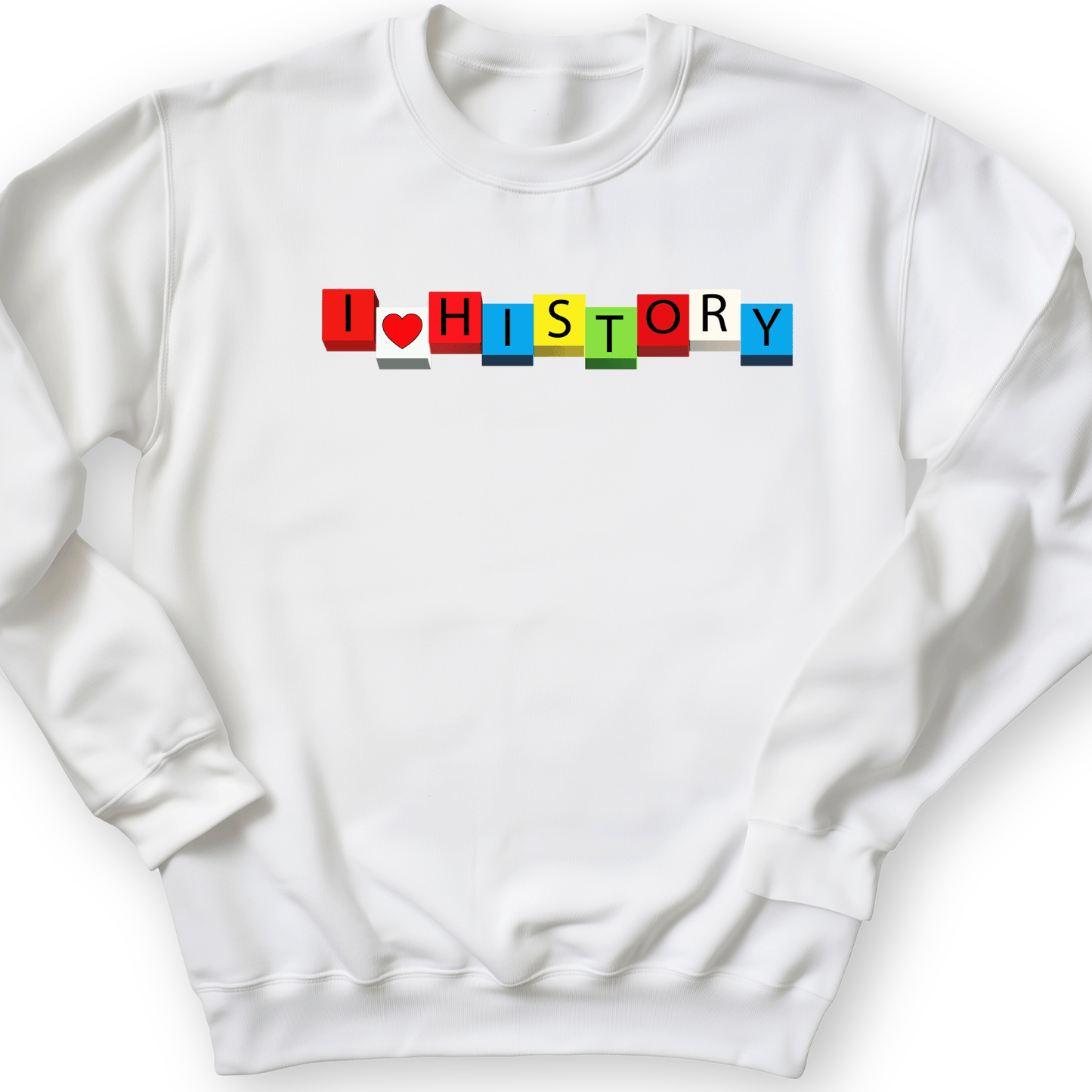 I Love History Blocks Crewneck White / S