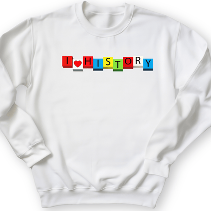 I Love History Blocks Crewneck White / S