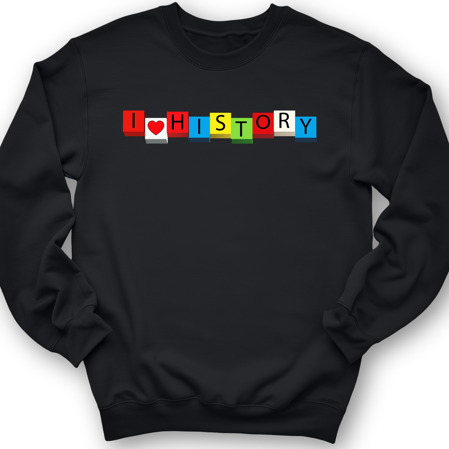 I Love History Blocks Crewneck Black / S