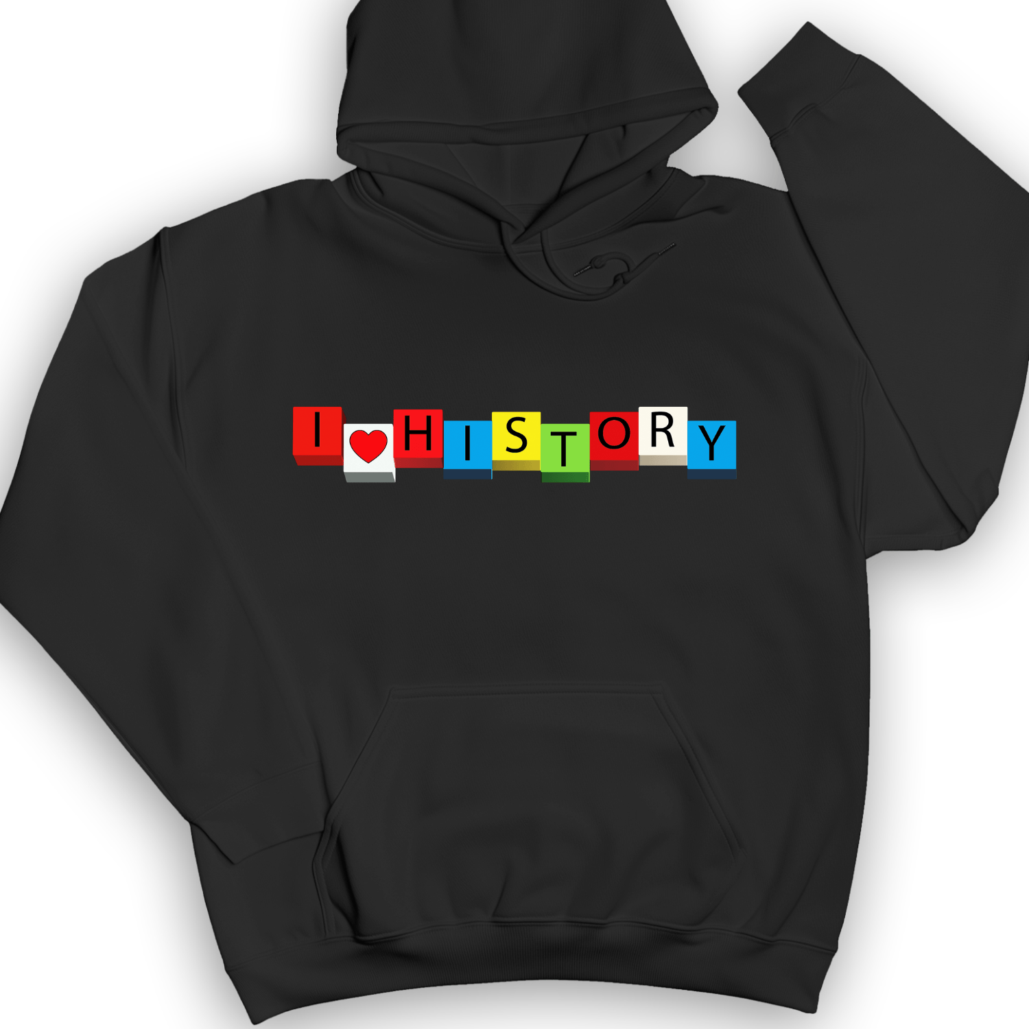I Love History Blocks Hoodie Black / S