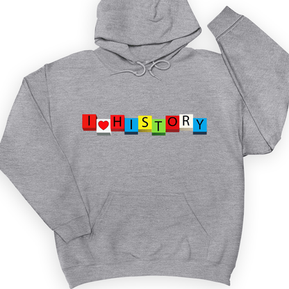 I Love History Blocks Hoodie Sport Grey / S