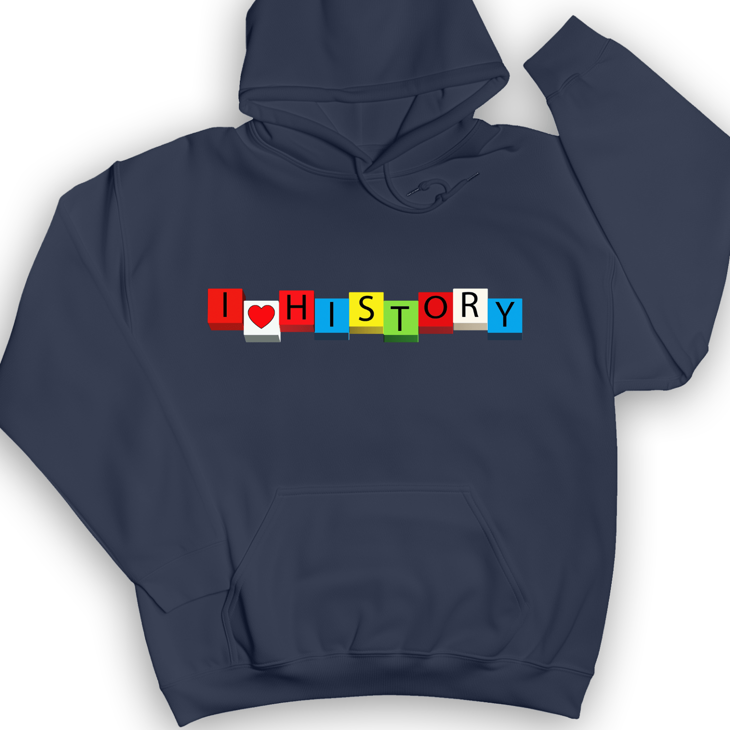 I Love History Blocks Hoodie Navy / S
