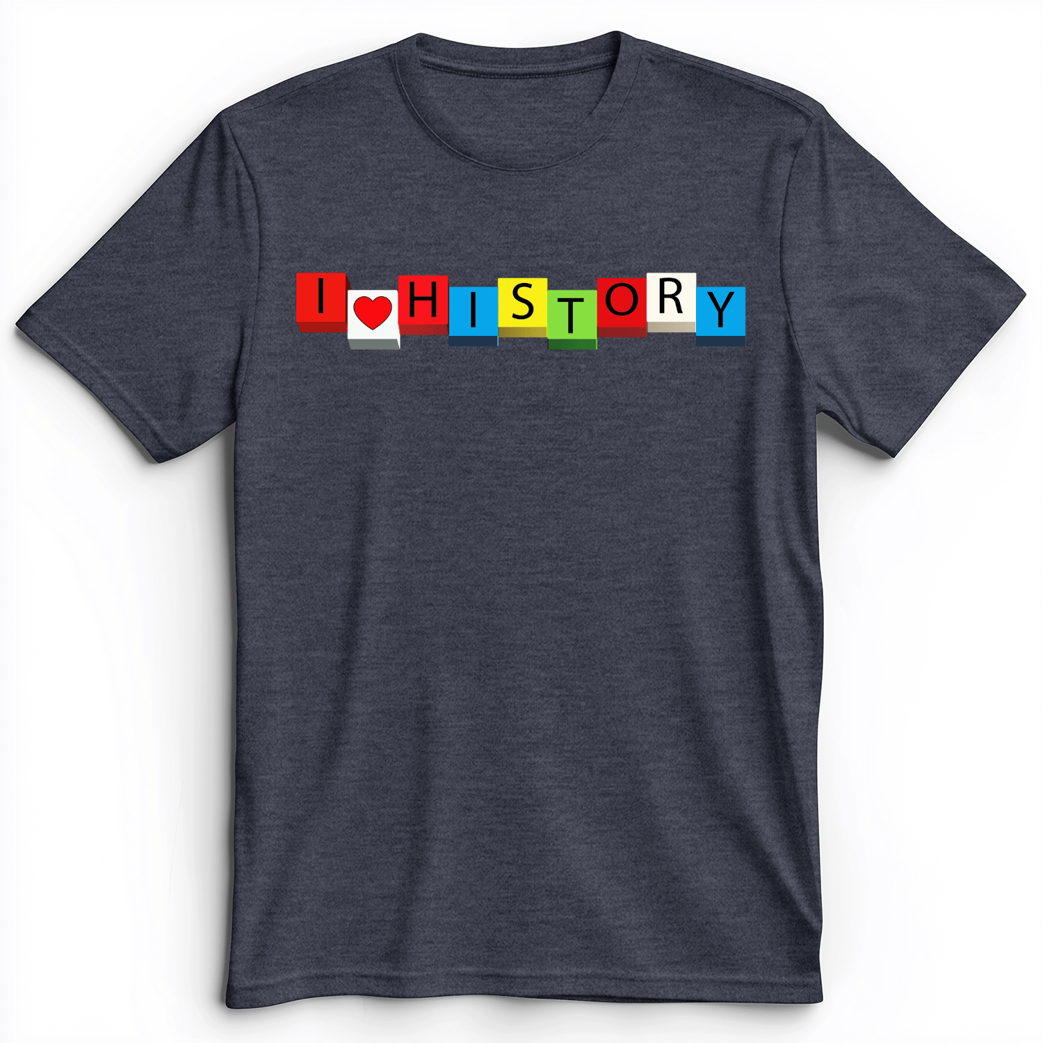 I Love History Blocks premium tee Heather Navy / S
