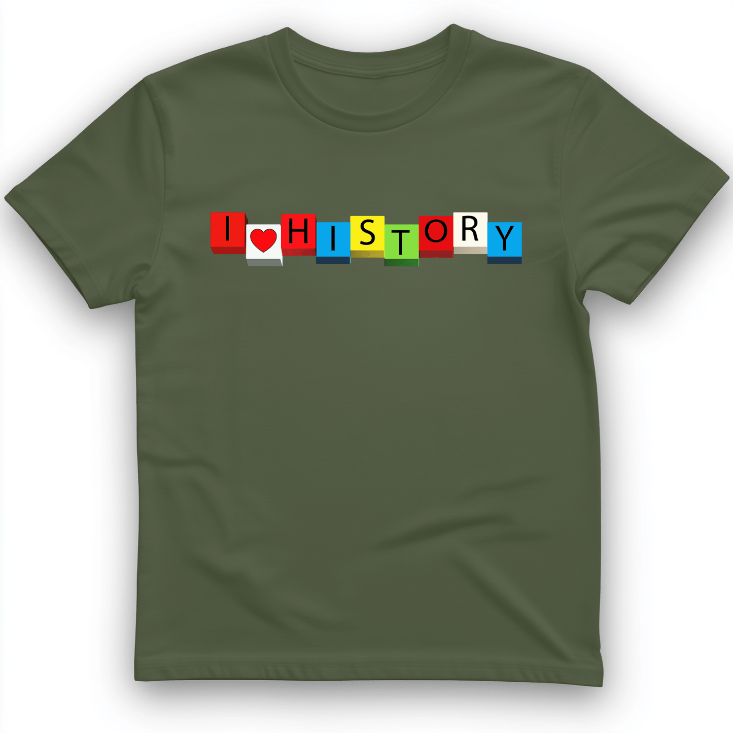 I Love History Blocks T-Shirt Military Green / S