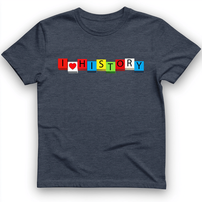 I Love History Blocks T-Shirt Heather Navy / S
