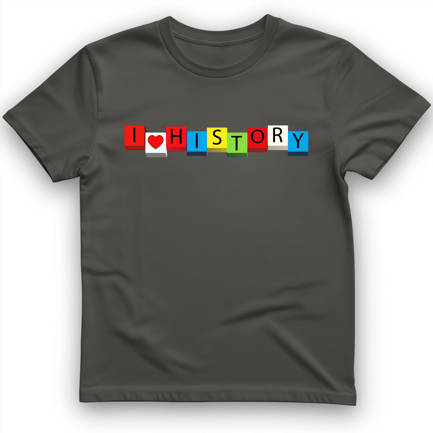 I Love History Blocks T-Shirt Charcoal / S