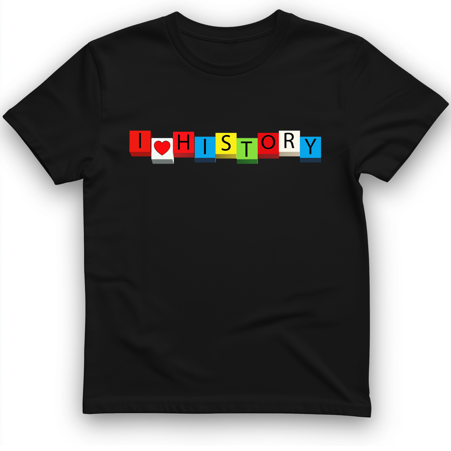 I Love History Blocks T-Shirt Black / S