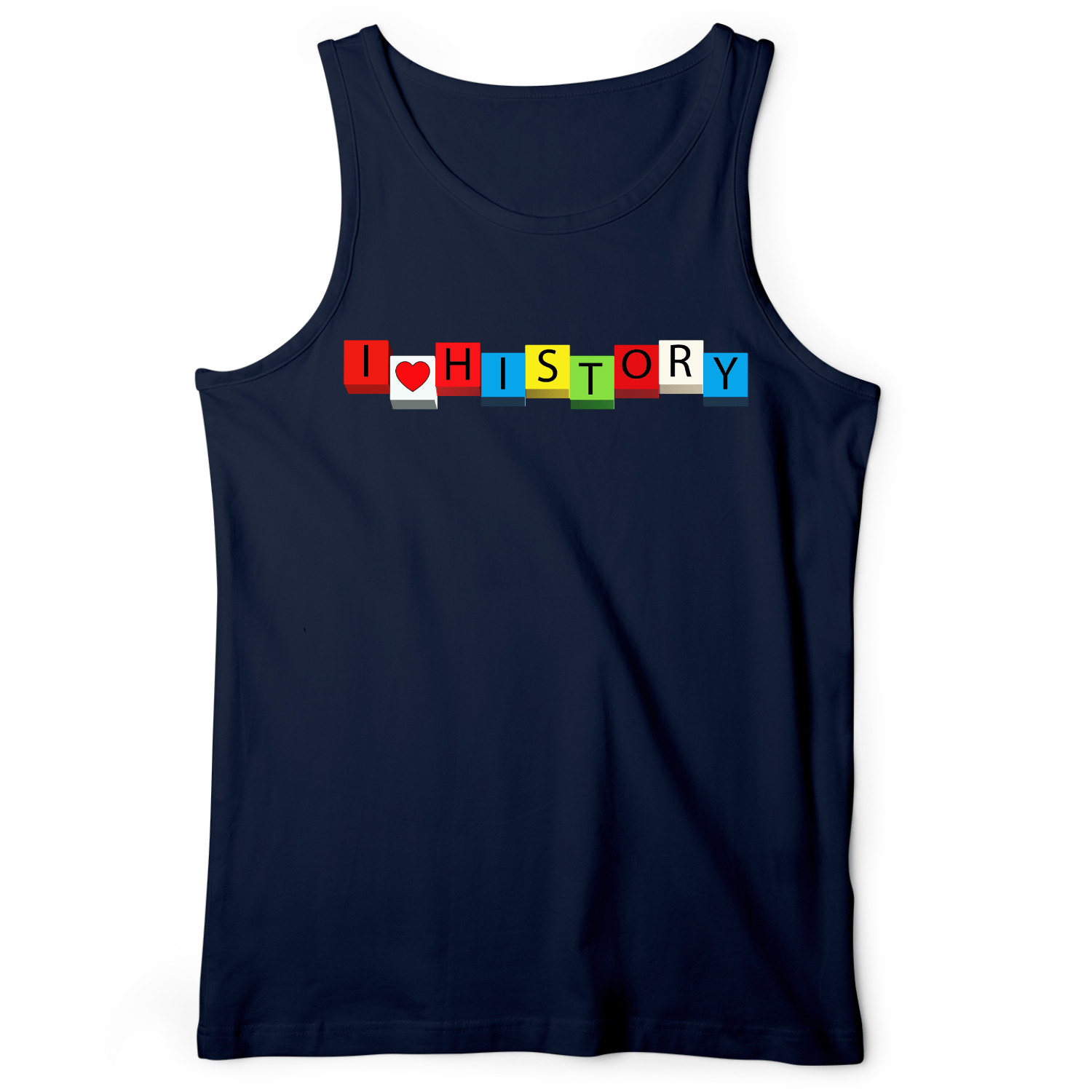 I Love History Blocks Tank Navy / XS