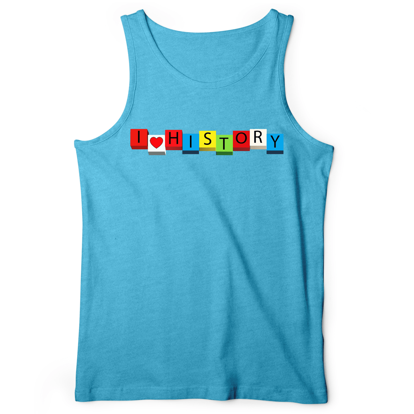 I Love History Blocks Tank Aqua TriBlend / XS