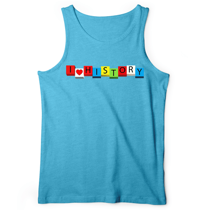 I Love History Blocks Tank Aqua TriBlend / XS