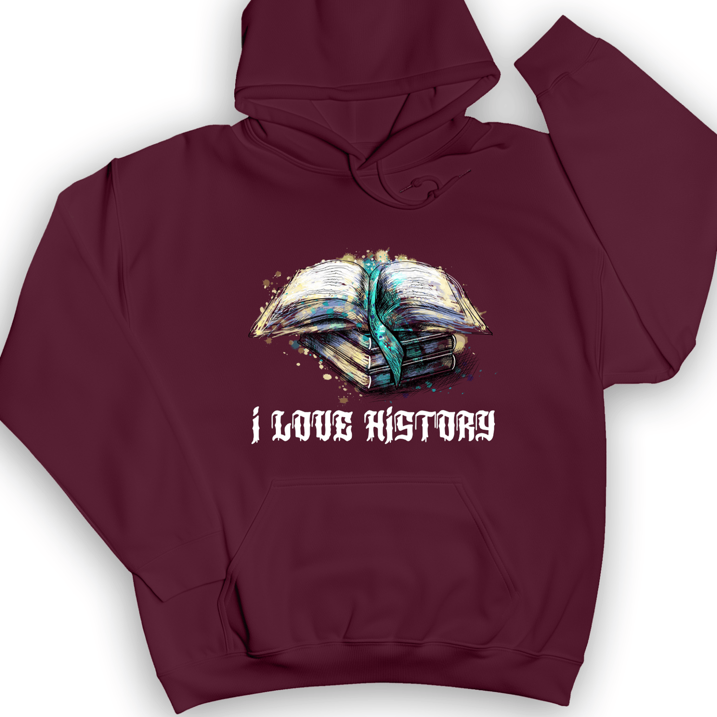 I Love History Hoodie Maroon / S