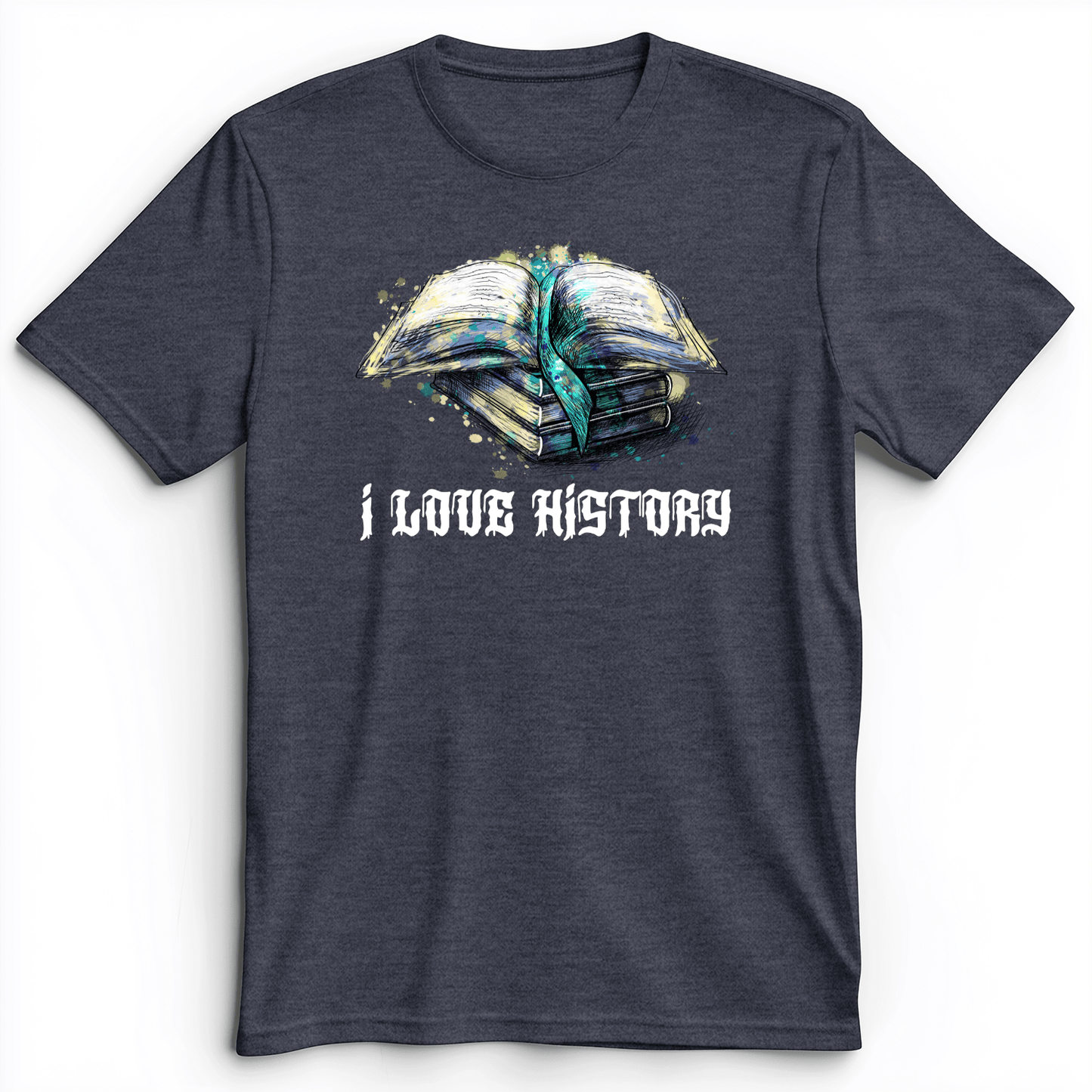 I Love History Premium Tee Heather Navy / S