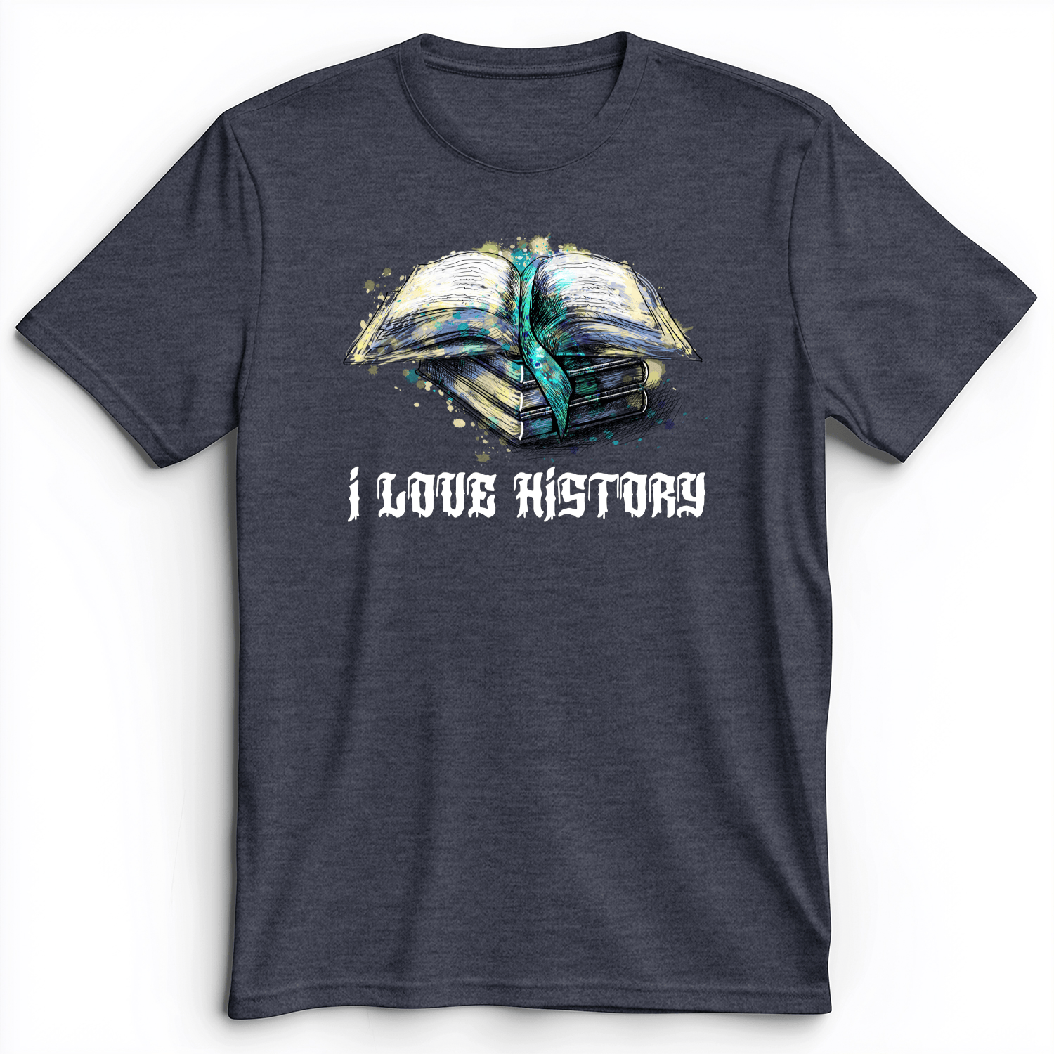 I Love History Premium Tee Heather Navy / S