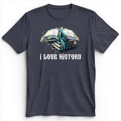 I Love History Premium Tee Heather Navy / S