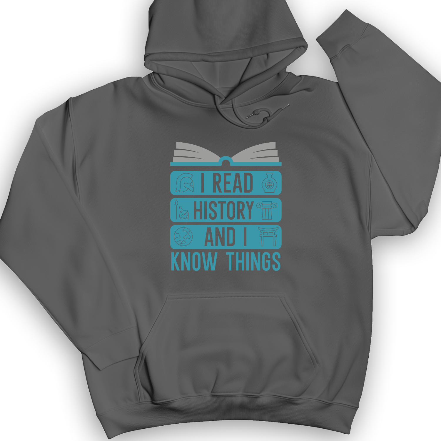I Read History And Know Things Hoodie Charcoal / S