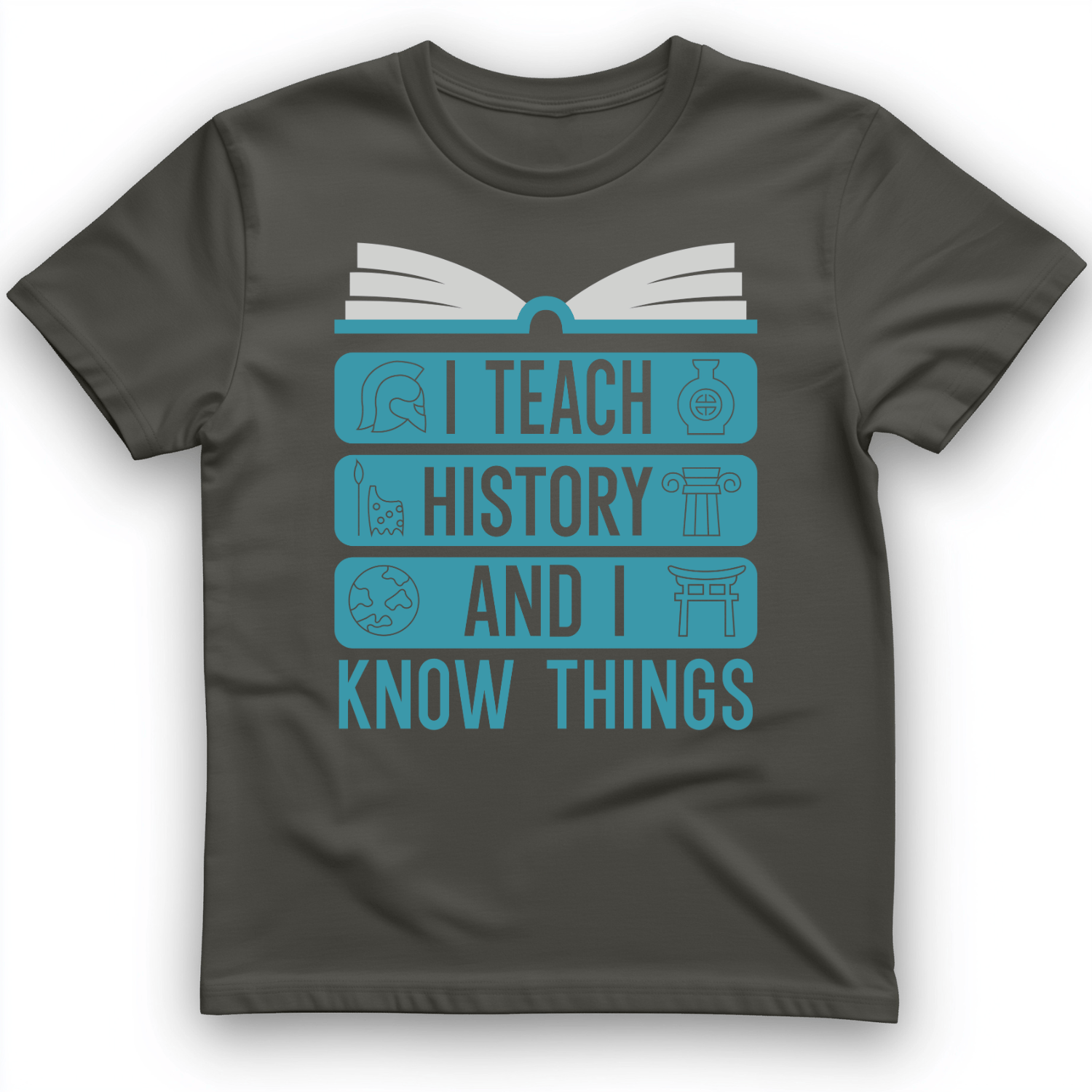 I Teach History and Know Things T-Shirt Charcoal / S