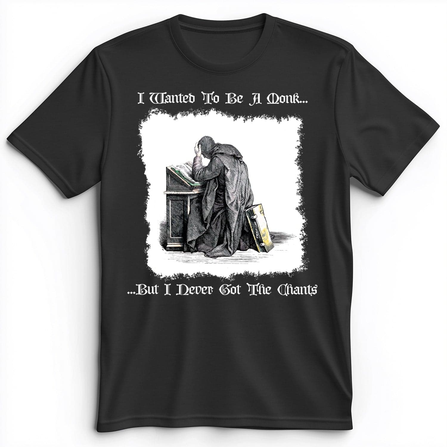 I Wanted To Be A Monk Premium Tee Dark Grey Heather / S