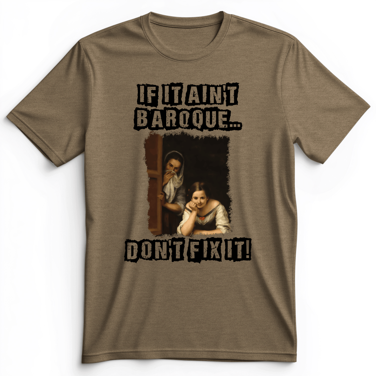 If It Ain't Baroque Premium Tee Heather Olive / S