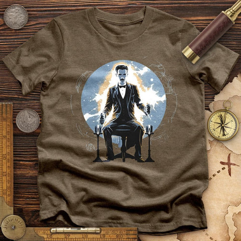 Inventor Nikola Tesla High Quality Tee Heather Olive / S