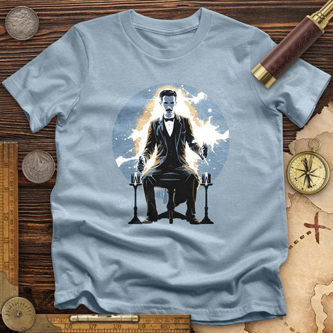 Inventor Nikola Tesla High Quality Tee Light Blue / S