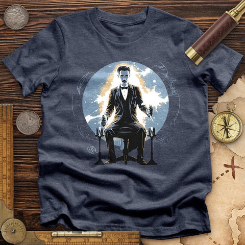 Inventor Nikola Tesla High Quality Tee Heather Navy / S