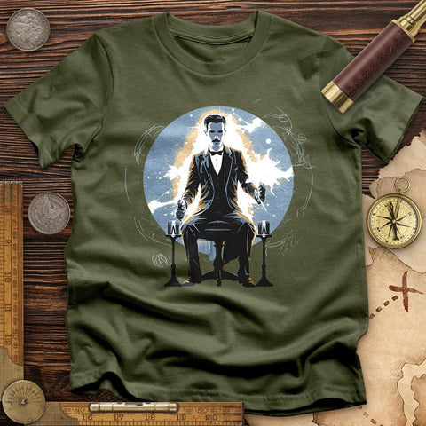 Inventor Nikola Tesla T-Shirt Military Green / S