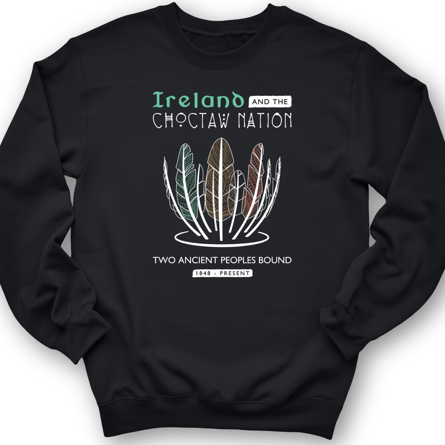 Irish-Choctaw Friendship Crewneck Black / S