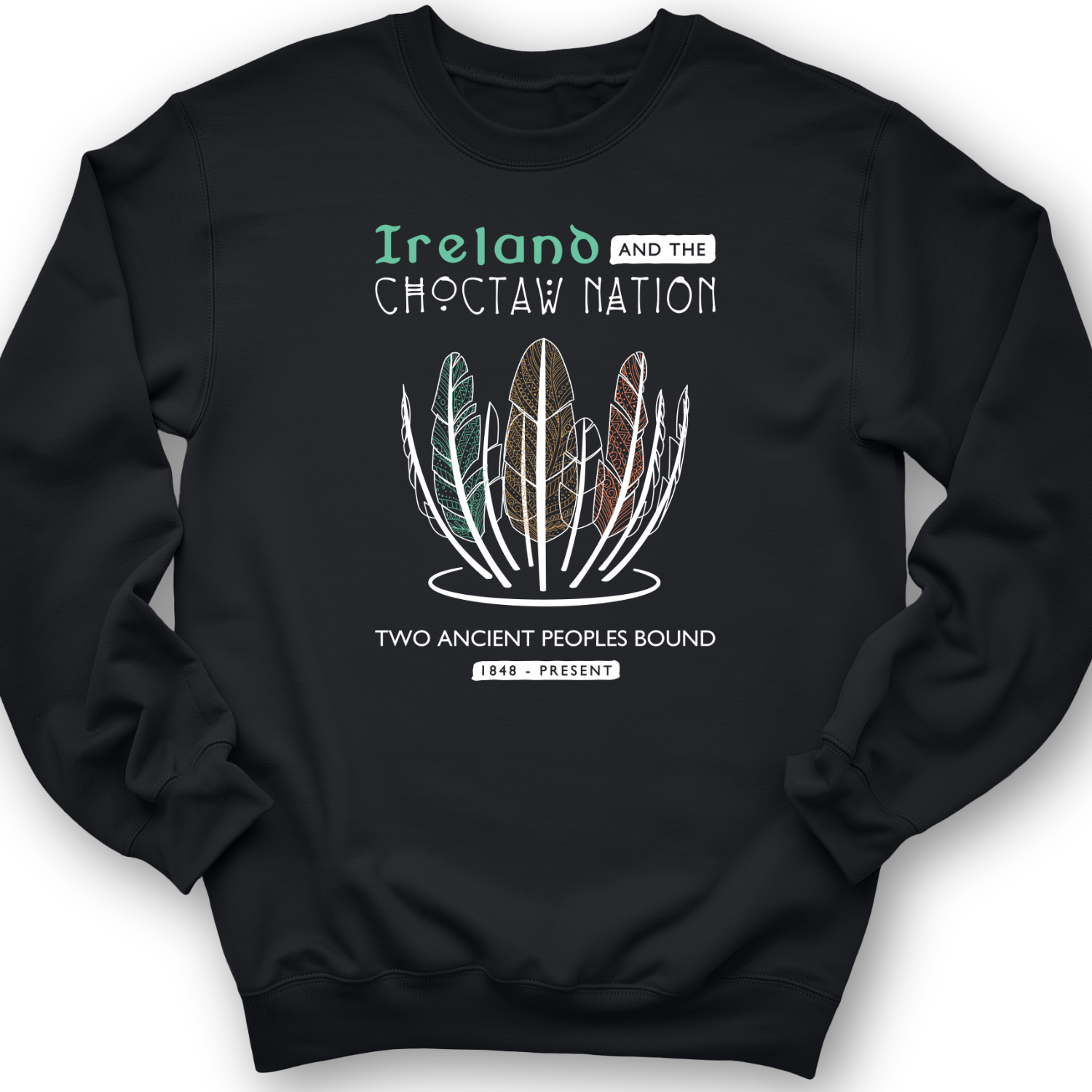 Irish-Choctaw Friendship Crewneck Black / S