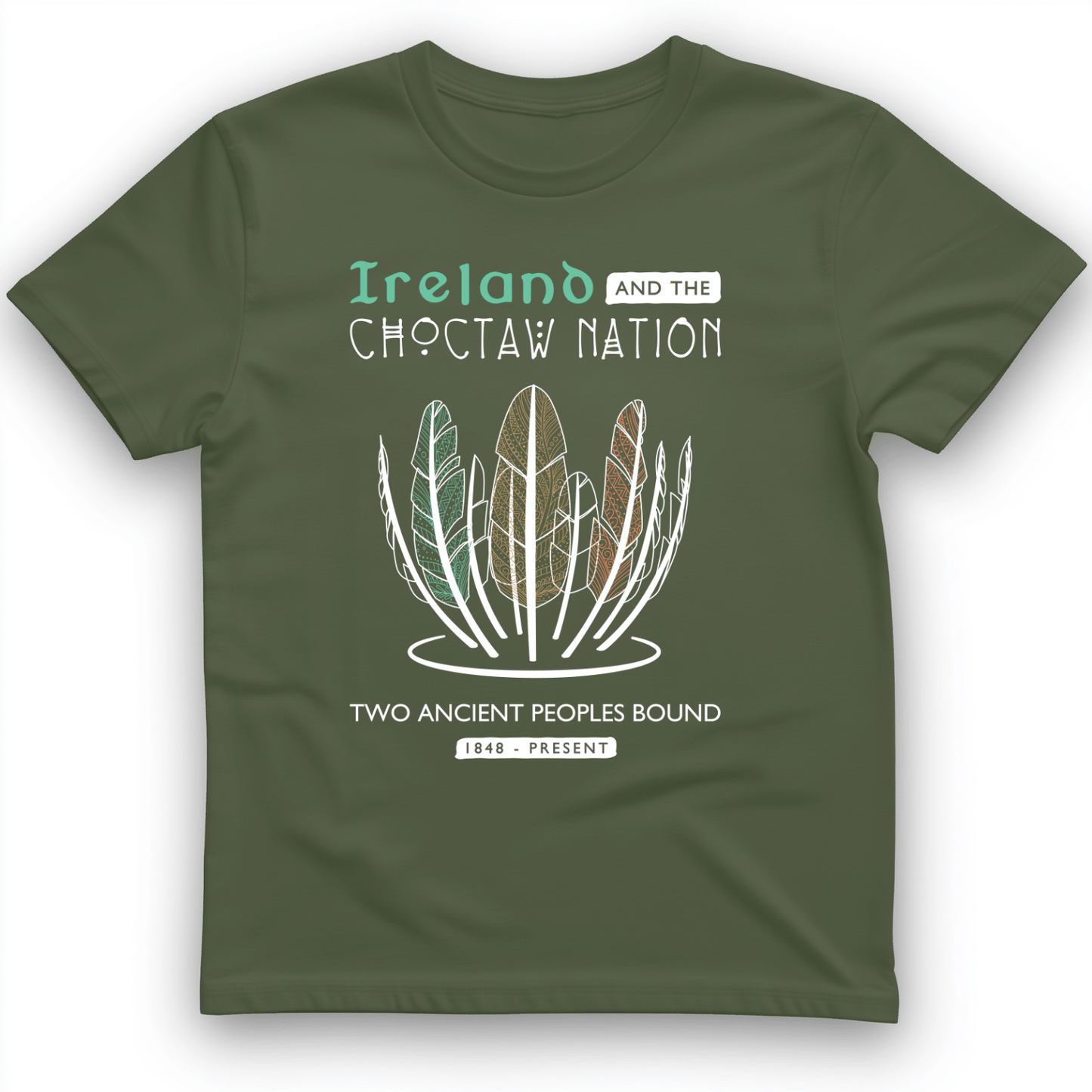 Irish-Choctaw Friendship T-Shirt Military Green / S