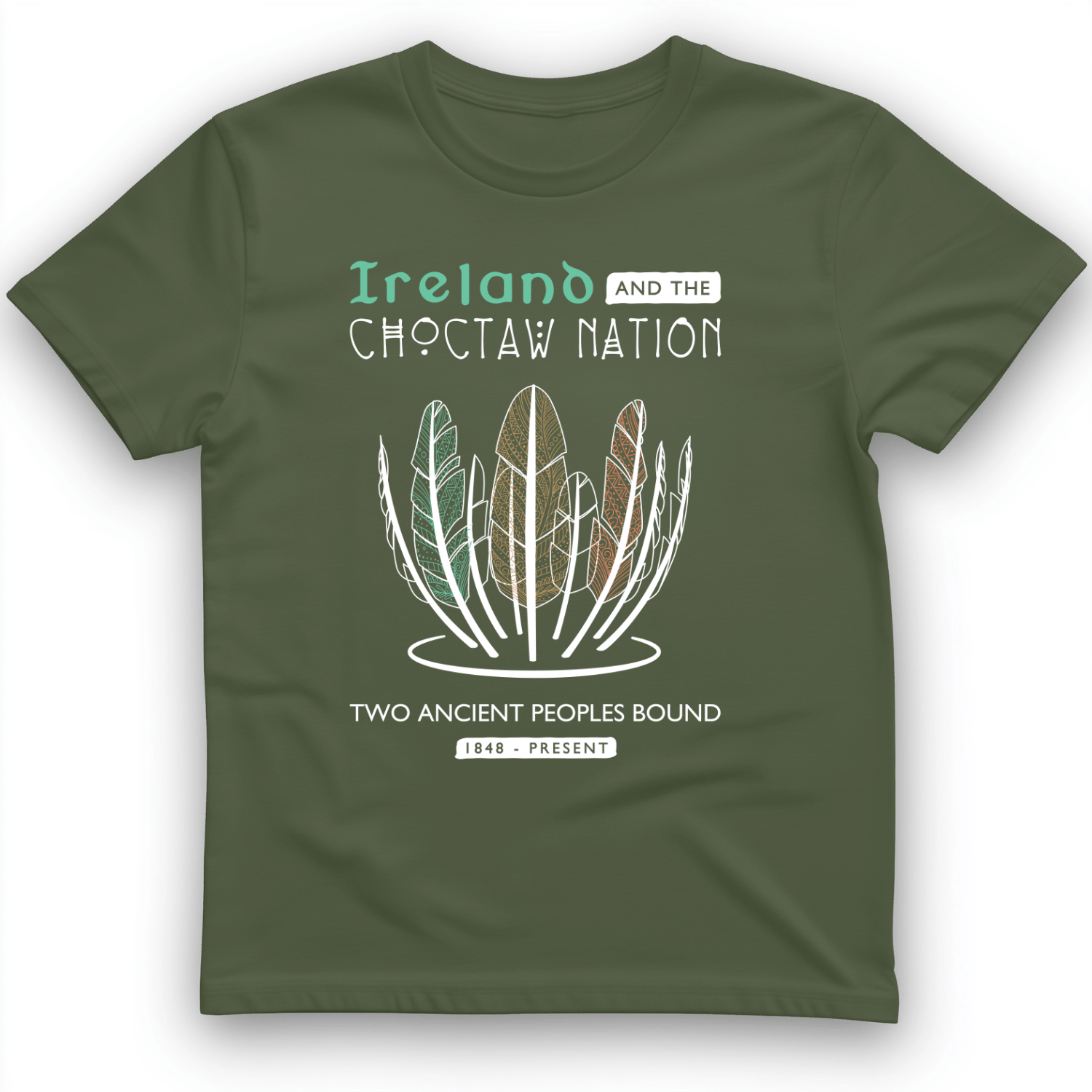 Irish-Choctaw Friendship T-Shirt Military Green / S